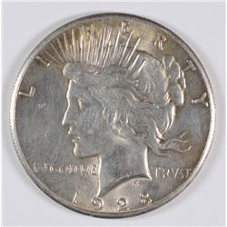 1928 PEACE SILVER DOLLAR, AU-58, LOOKS BU, KEY DATE