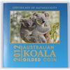 Image 4 : 2012 AUSTRALIAN PERTH MINT 24 KARAT GOLD GILDED ONE OUNCE SILVER KOALA