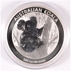 2013 AUSTRALIAN KOALA, ONE OUNCE .999 SILVER DOLLAR COIN, IN ORIGINAL CAPSULE