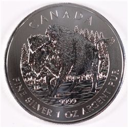 2013 CANADIAN WILDLIFE SERIES "BISON"  $5.00  ONE OUNCE .999 SILVER COIN GEM BU