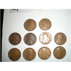 1910 wheat pennies x10