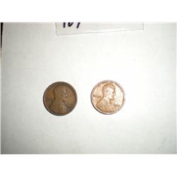1916P, D wheat pennies two coin set