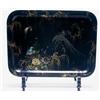 Image 1 : ENGLISH PAPIER MACHE RECTANGULAR TRAY, Jennens & Bettridge, London, painted in colours and gilt w...