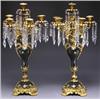 Image 1 : PAIR OF FRENCH GILT-BRASS AND MARBLE SIX-LIGHT CANDELABRA, moulded with foliate scrollwork and hu...
