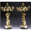 Image 1 : PAIR OF FRENCH GILT-BRONZE SIX-LIGHT CANDELABRA, each of five scroll arms and central extension,...