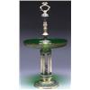 Image 1 : ENGLISH PATINATED AND GILT BRONZE AND GREEN GLASS CENTREPIECE, Walker & Hall, Sheffield, the shal...