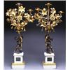 Image 1 : PAIR OF FRENCH PATINATED AND GILT-BRONZE AND MARBLE FIVE-LIGHT CANDELABRA, each formed as an arra...