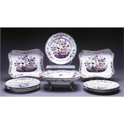 DAVENPORT 'STONE CHINA' JAPAN PATTERNED DESSERT SERVICE, each piece printed and painted on the ce...