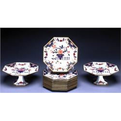 COPELAND JAPAN PATTERNED DESSERT SERVICE, for John Mortlock, London, of octagonal shape with gadr...