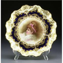 ROYAL DOULTON PORTRAIT PLATE, painted in colours by Henri Boullemier, signed, on the centre with...