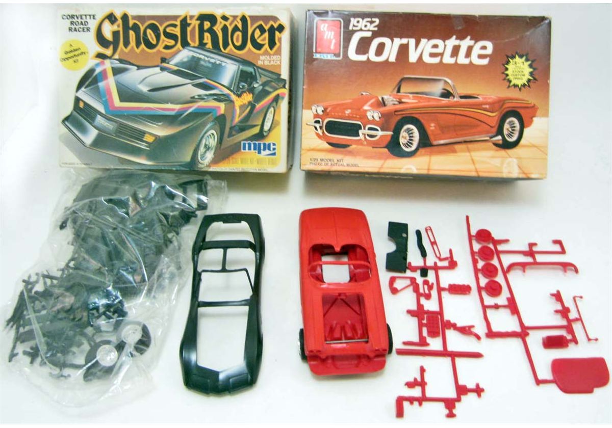 Ghost Rider Corvette LOT OF 2 VINTAGE MODEL KITS - GHOST RIDER & '62 CORVETTE