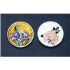 Image 1 : 2 CANADIAN STERLING SILVER CIRCULAR PENDANTS, each decorated with cloisonné enamel floral studies...