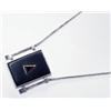 Image 1 : CANADIAN STERLING SILVER BOLO-STYLE NECKLACE, with a rectangular pendant fitted with an onyx beze...
