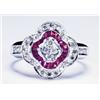 Image 1 : 14K WHITE GOLD COCKTAIL RING, channel set with 16 French cut rubies (approx. 0.46ct. total weight...