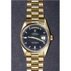 MEN'S ROLEX OYSTER PERPETUAL "PRESIDENT" WRISTWATCH WITH DAY AND DATE, circa 1990; serial #L56337...