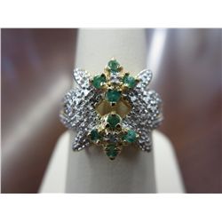 Emerald & diamond cocktail ring