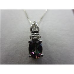 Mystic topaz & diamond sterling silver necklace