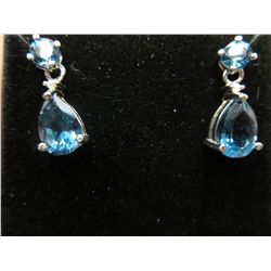 New London blue topaz & diamond drop earrings