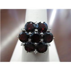 Garnet and diamond cocktail ring