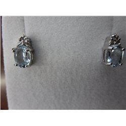 New blue topaz & diamond stud earrings
