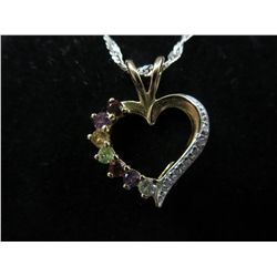 Multi gemstone & diamond silver necklace