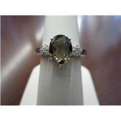 Brown topaz cocktail ring set with 14 diamonds