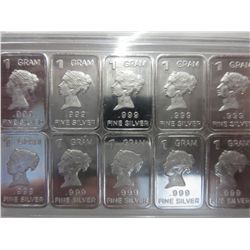 10 x .999 Silver Queen Elizabeth bars