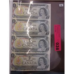 4 X Canada uncirculated $1 bills