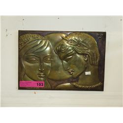 Vintage brass relief plaque