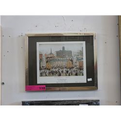 Framed print of V.E. Day celebrations by L. Lowry