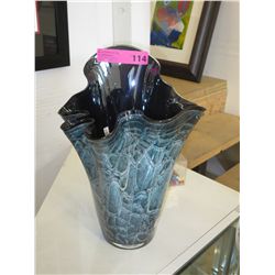 Large Ruffled art glass vase