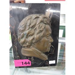 Vintage marble & bronze composer plaque