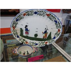 French Quimper porringer & platter