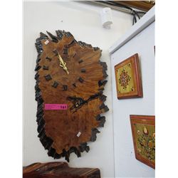 Lacquered burl wall clock - 24" x 15"