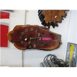 Lacquered burl wall clock - 21" x 9"