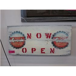 Folk Art Orange Crush sign on board