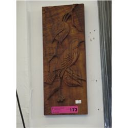 Hand carved vintage  wood wall plaque