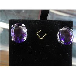 New Amethyst Earrings, 2 faceted oval amethysts