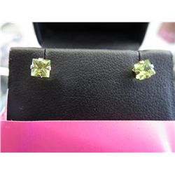 10KT yellow gold New Princess-cut Peridot earrings