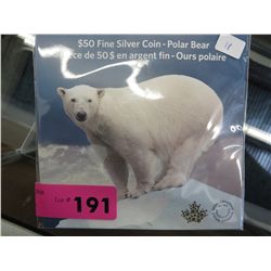 RARE 2014 Canada Polar Bear silver $50.00 coin