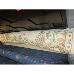 Cream coloured area rug with floral border- used