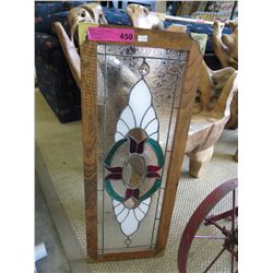 Stained glass panel, wood framed