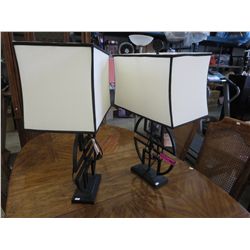Pair of Oriental style table lamps with shade