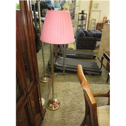 Brass floor lamp with pink shade