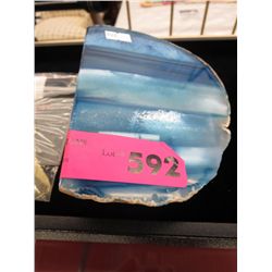 Agate and blue crystal geode section