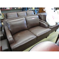 NEW 3 piece Lazzaro brown leather living room suite