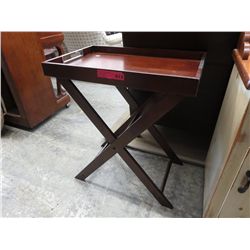 Serving tray on collapsible stand
