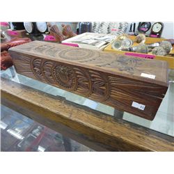Carved wooden box with the initial "D" on the top
