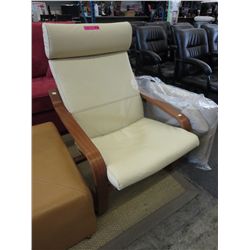 Poang chair with leather headrest & seat cushions