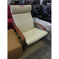Poang chair with leather headrest & seat cushions